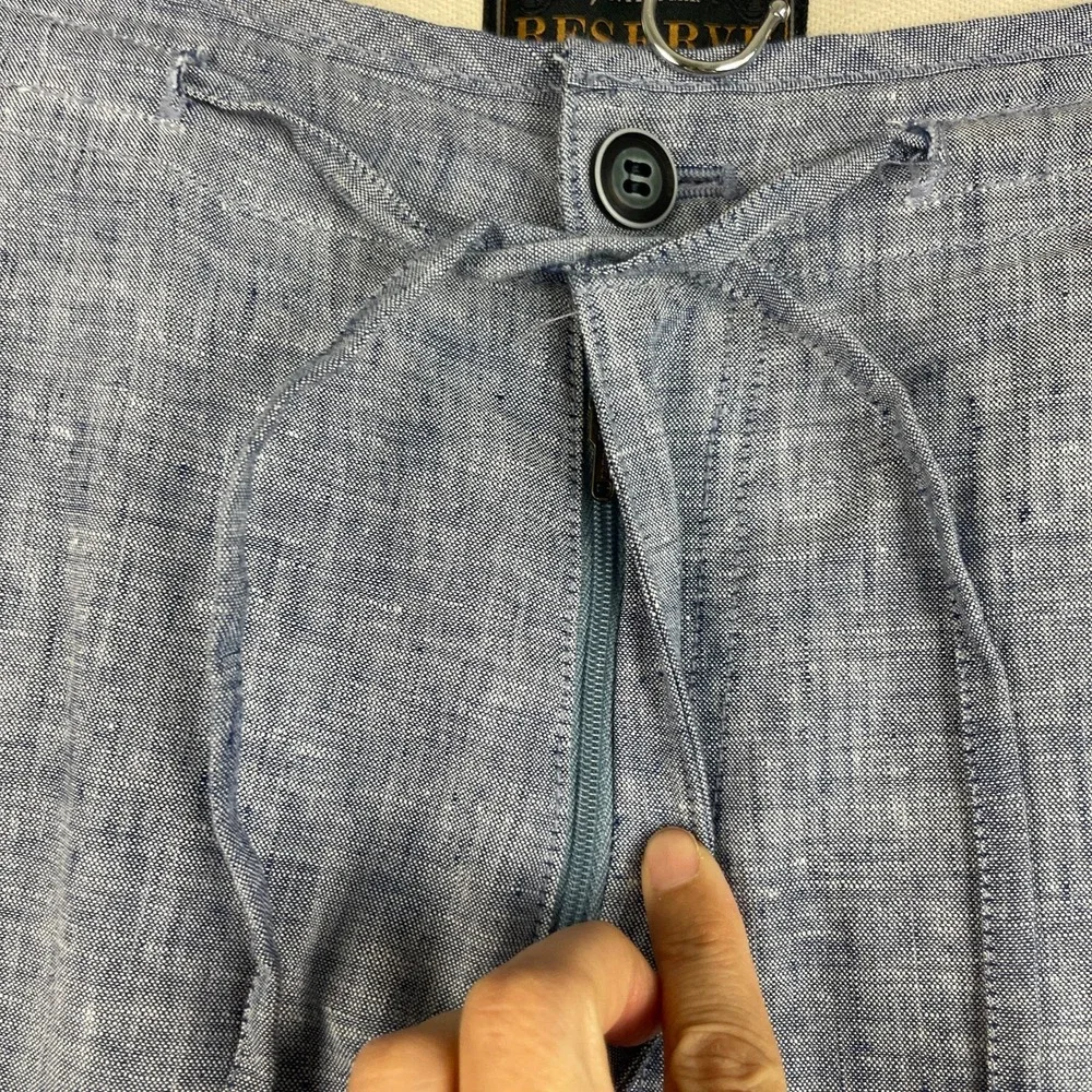 Jos A Bank Reserve Linen Blend Pants Mens 34x30 Blue Tailored Fit Drawstring